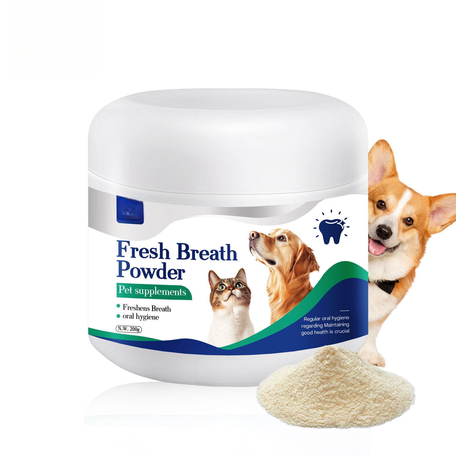 ODM/OEM Oral Health Supplement - Natural Dog Tooth Whitening, Tartar Removal, Dog Teeth Cleaning Powder for Pets